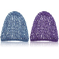 Waydress 2 Pieces Mesh Hair Net Rayon Knit Snood Women Crocheted Sleep Cap Purple And Blue