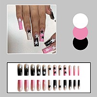 Yoyoee Long Coffin False Nails Gradient Press On Nails Full Cover Fake Nails Acrylic Graffiti Nails Tips For Women And Girls 24P