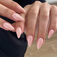 Kqueenest Dusty Pink Press On Nails Medium Almond Gel Fake Nails Press On Glue On Nails Medium Length Neutral Stiletto Acryli