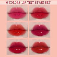 6 Colors Lip Stain Tint Set Korean Lip Gloss Watery Multiuse Lip Cheek Tint Moisturizing Mini Liquid Lipsticklonglasting