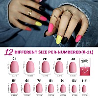 Teenitor Press On Nails Oval 12 Sizes Matte Press On Nails Oval Shape 12 Colors Oval Press On Nails With Nail Glue Short Oval