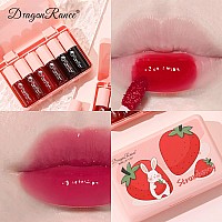 6 Colors Lip Tint Stain Set Korean Lip Gloss Mini Liquid Lipstick Lip And Cheek Tint Long Lasting Nonstick Cup Waterproof Ma