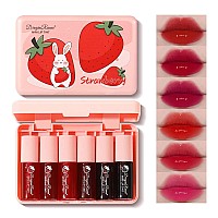 Zarics 6 Colors Lip Tint Stain Set Korean Lip Gloss Matte Velvet Lip Stain Plumping Mini Liquid Lipstick Multiuse Lip And Che