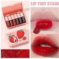 Zarics 6 Colors Lip Tint Stain Set Korean Lip Gloss Matte Velvet Lip Stain Plumping Mini Liquid Lipstick Multiuse Lip And Che