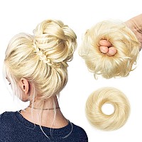 Isheeny Messy Bun Hair Piece Blonde 100 Real Human Hair Tousled Updo Extension Natural Curly Messy Bun With Elastic Band Hair