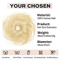 Isheeny Messy Bun Hair Piece Blonde 100 Real Human Hair Tousled Updo Extension Natural Curly Messy Bun With Elastic Band Hair