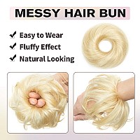 Isheeny Messy Bun Hair Piece Blonde 100 Real Human Hair Tousled Updo Extension Natural Curly Messy Bun With Elastic Band Hair