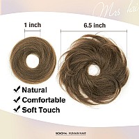 Isheeny Human Hair Bun Extension Natural Curly Honey Brown Messy Bun Hair Piece For Womengirl Tousled Updo Chignon For Dail