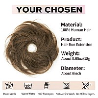 Isheeny Human Hair Bun Extension Natural Curly Honey Brown Messy Bun Hair Piece For Womengirl Tousled Updo Chignon For Dail