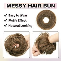 Isheeny Human Hair Bun Extension Natural Curly Honey Brown Messy Bun Hair Piece For Womengirl Tousled Updo Chignon For Dail