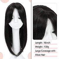 Megito Clip In Synthetic Hair Topper With Bangs For Thinning Hair Long Wavy Black Hair Extensions Top Wiglet Hairpieces For Wom