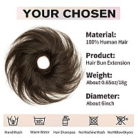 Isheeny Messy Bun Hair Piece Natural Curly Updo Extension With Elastic Band For Women Brown 100 Real Human Hair Tousled Bun