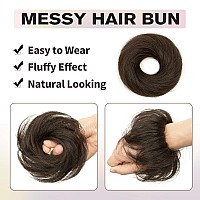 Isheeny Messy Bun Hair Piece Natural Curly Updo Extension With Elastic Band For Women Brown 100 Real Human Hair Tousled Bun