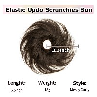 Isheeny Messy Bun Hair Piece Natural Curly Updo Extension With Elastic Band For Women Brown 100 Real Human Hair Tousled Bun