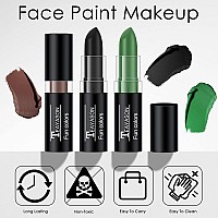 Freeorr 3 Colors Black Brown Green Face Body Paint Stick Eye Black Baseball Sticks Camo Face Paint For Baseballfootballhallow