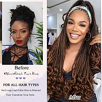 Aisaide Headband Wig Ombre Brown Braided Wigs For Black Women Braided Headband Wig With Curly Ends Synthetic Dark Brown Box Brai