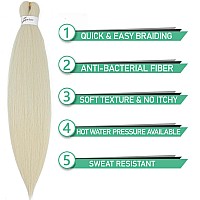 Soku Platinum Blonde Pre Stretched Braiding Hair Extensions 24 Inch 4 Bundles Synthetic Crochet Braids 613 Knotless Natural Ez