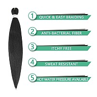 Soku Pre Stretched Braiding Hair Ez Braids Natural Black Lightweight Synthetic Hair Bundles 24 Inch 4 Bundles Yaki Straight Br