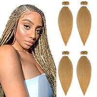 Soku Pre Stretched Braiding Hair Extensions 24 Inch 4 Packs Strawberry Honey Blonde Box Braids Synthetic Professional Crochet