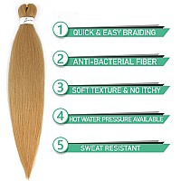 Soku Pre Stretched Braiding Hair Extensions 24 Inch 4 Packs Strawberry Honey Blonde Box Braids Synthetic Professional Crochet