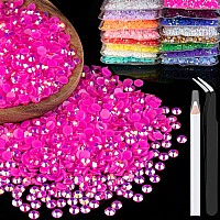 2500Pcs 5Mm Resin Rhinestones Bulk Hot Pink Ab Flatback Round Jelly Rhinestones Bedazzling Non Hotfix Crystal Gems Large Quanti