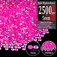 2500Pcs 5Mm Resin Rhinestones Bulk Hot Pink Ab Flatback Round Jelly Rhinestones Bedazzling Non Hotfix Crystal Gems Large Quanti