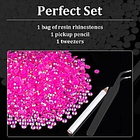 2500Pcs 5Mm Resin Rhinestones Bulk Hot Pink Ab Flatback Round Jelly Rhinestones Bedazzling Non Hotfix Crystal Gems Large Quanti