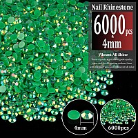 6000Pcs 4Mm Resin Rhinestones Bulk Dark Green Ab Flatback Round Jelly Rhinestones Bedazzling Non Hotfix Crystal Gems Large Quan