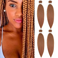 Soku Prestretched Braiding Hair 4 Packs 24 Inch Auburn Brown Synthetic Crochet Braids Natural And Soft Box Braids Hot Water Set