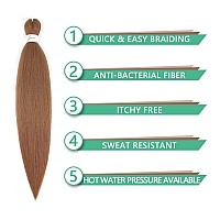 Soku Prestretched Braiding Hair 4 Packs 24 Inch Auburn Brown Synthetic Crochet Braids Natural And Soft Box Braids Hot Water Set