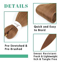 Soku Prestretched Braiding Hair 4 Packs 24 Inch Auburn Brown Synthetic Crochet Braids Natural And Soft Box Braids Hot Water Set