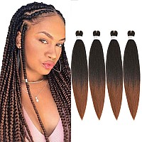 Prestretched Braiding Hair 4 Packs 24 Inch Ombre Brown Braiding Hair Yaki Straight Prestretched Ez Braids Hot Water Setting Om