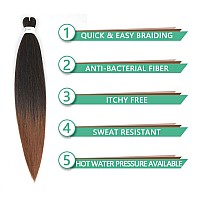 Prestretched Braiding Hair 4 Packs 24 Inch Ombre Brown Braiding Hair Yaki Straight Prestretched Ez Braids Hot Water Setting Om