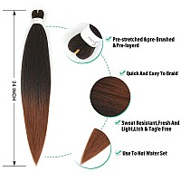 Prestretched Braiding Hair 4 Packs 24 Inch Ombre Brown Braiding Hair Yaki Straight Prestretched Ez Braids Hot Water Setting Om