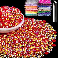 5000Pcs 5Mm Resin Rhinestones Bulk Red Ab Flatback Round Jelly Rhinestones Bedazzling Non Hotfix Crystal Gems Large Quantity Wh