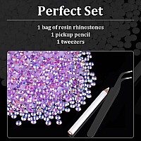 6000Pcs 4Mm Resin Rhinestones Bulk Lavender Purple Ab Flatback Round Jelly Rhinestones Bedazzling Non Hotfix Crystal Gems Large