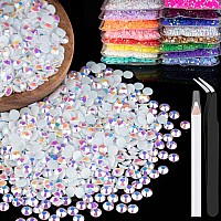 2500Pcs 5Mm Resin Rhinestones Bulk White Ab Flatback Round Jelly Rhinestones Bedazzling Non Hotfix Crystal Gems Large Quantity