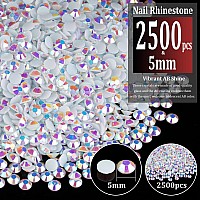 2500Pcs 5Mm Resin Rhinestones Bulk White Ab Flatback Round Jelly Rhinestones Bedazzling Non Hotfix Crystal Gems Large Quantity