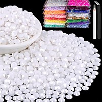 5000Pcs 5Mm Resin Rhinestones Bulk White Flatback Round Jelly Rhinestones Bedazzling Non Hotfix Crystal Gems Large Quantity Who