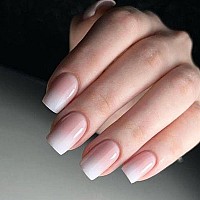 French Tip Press On Nails Short Showmore Baby Pink White Ombr Acrylic Fake Nails Medium Square Gradient Neutral Glue On Nails