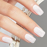 Press On Nails Short Showmore Milky White Gel Jelly Fake Nails Medium Square Nude Translucent Natural Glue On Nails False Nails