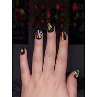 Halloween Press On Nails Short Showmore Black Mushroom Fake Nails Medium Fall Glue On Nails False Nails With Design Stick On Na