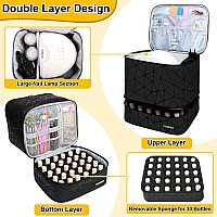 Covkev Pu Leather Nail Polish Organizer Bag Holds 30 Bottles 15Ml05 Floz Nail Lamp Portable Travel Nail Kit Storage Carry