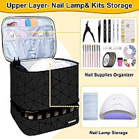 Covkev Pu Leather Nail Polish Organizer Bag Holds 30 Bottles 15Ml05 Floz Nail Lamp Portable Travel Nail Kit Storage Carry