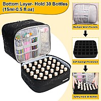 Covkev Pu Leather Nail Polish Organizer Bag Holds 30 Bottles 15Ml05 Floz Nail Lamp Portable Travel Nail Kit Storage Carry