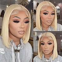 Utide 613 Blonde Bob Wig 13X4 Hd Lace Front Wig Human Hair Pre Plucked Lace Frontal Wigs 12 Inch Short Wigs Human Hair Free Part