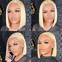 Utide 613 Blonde Bob Wig 13X4 Hd Lace Front Wig Human Hair Pre Plucked Lace Frontal Wigs 12 Inch Short Wigs Human Hair Free Part