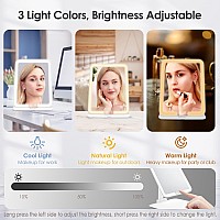 Eswu Travel Makeup Mirror With Light Portable Folding Make Up Tabletop Mirror With 58 Leds 3 Colors Light Modes Rechargable Com