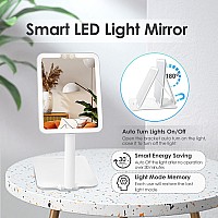 Eswu Travel Makeup Mirror With Light Portable Folding Make Up Tabletop Mirror With 58 Leds 3 Colors Light Modes Rechargable Com