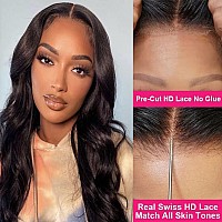 Ahaisy Wear And Go Glueless Wigs Human Hair Pre Plucked Body Wave Lace Front Wigs For Beginners Upgraded No Glue Pre Cut Hd 4X4